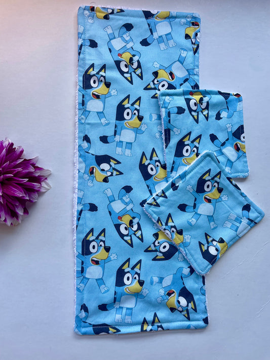 Blue Bluey Gift Set- Burp Cloth & Face Washers