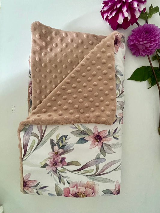 Baby Pram Blanket-Blush & Star Flowers