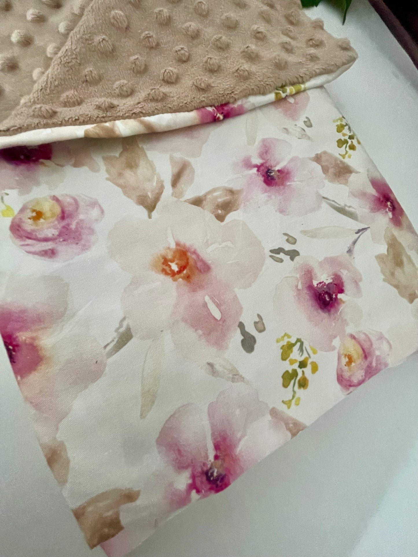 Baby Pram Blanket-Blush & Watercolour Flowers