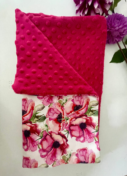 Baby Pram Blanket- Dusty Rose & Poppies