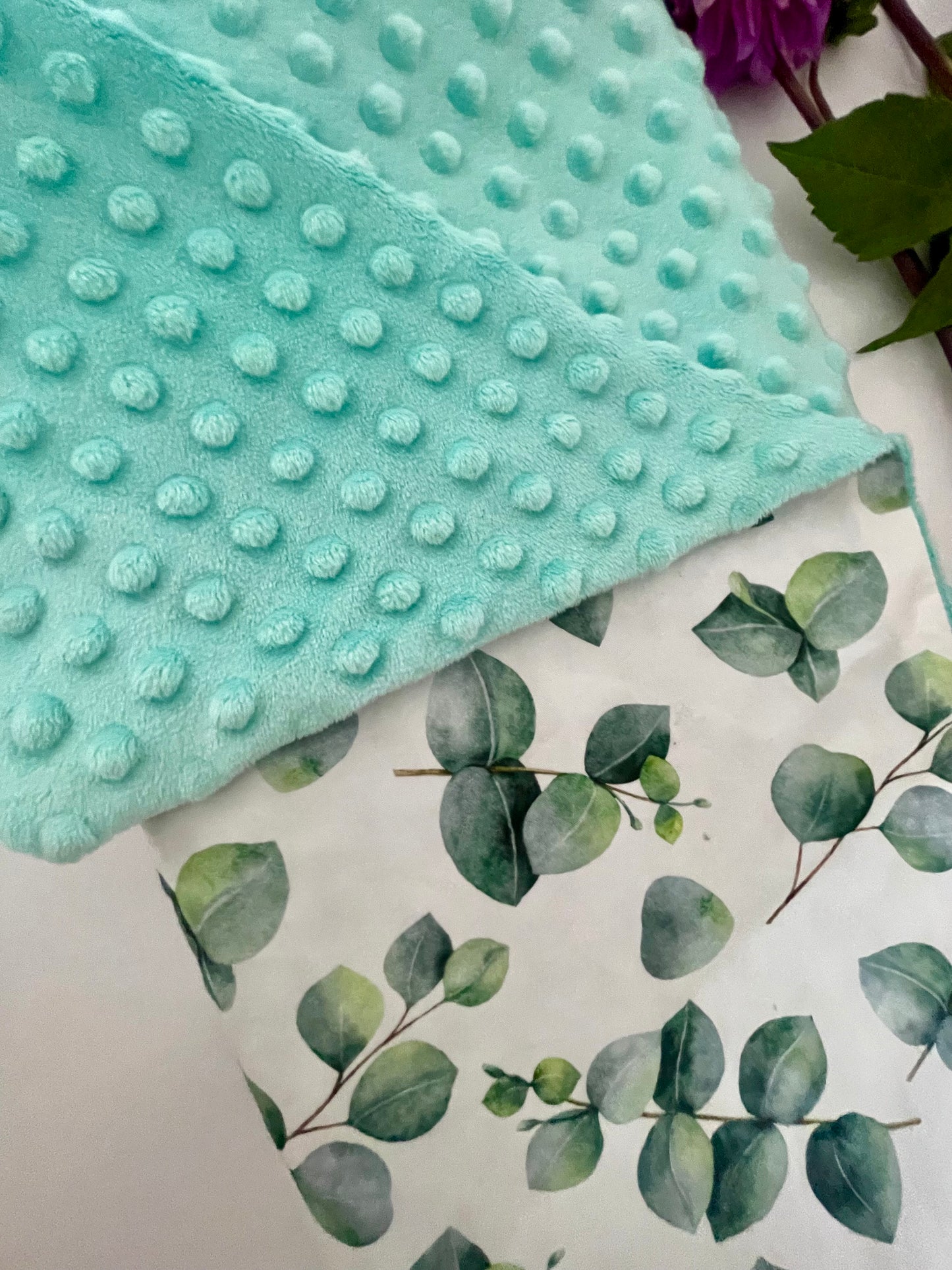 Baby Cot Blanket- Mint & Eucalyptus