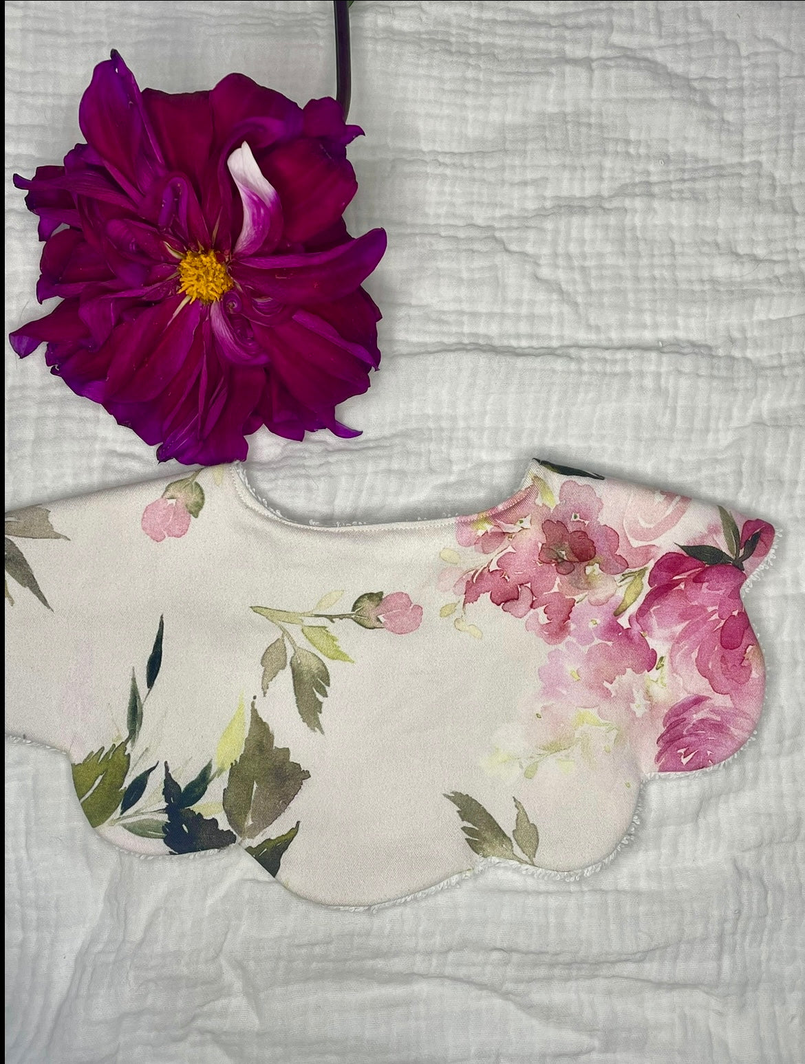 Scalloped Bibs- Japanese Watercolour Florals