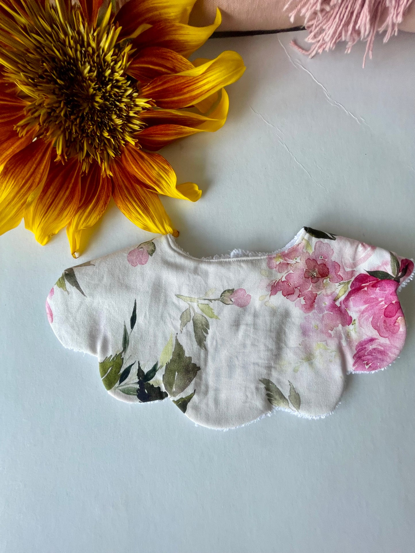 Scalloped Bibs- Japanese Watercolour Florals