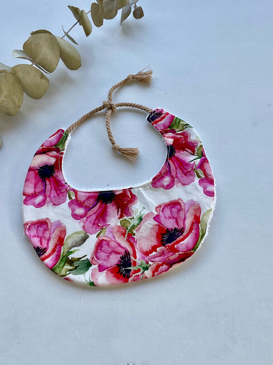 Circle Baby Bib- Poppies