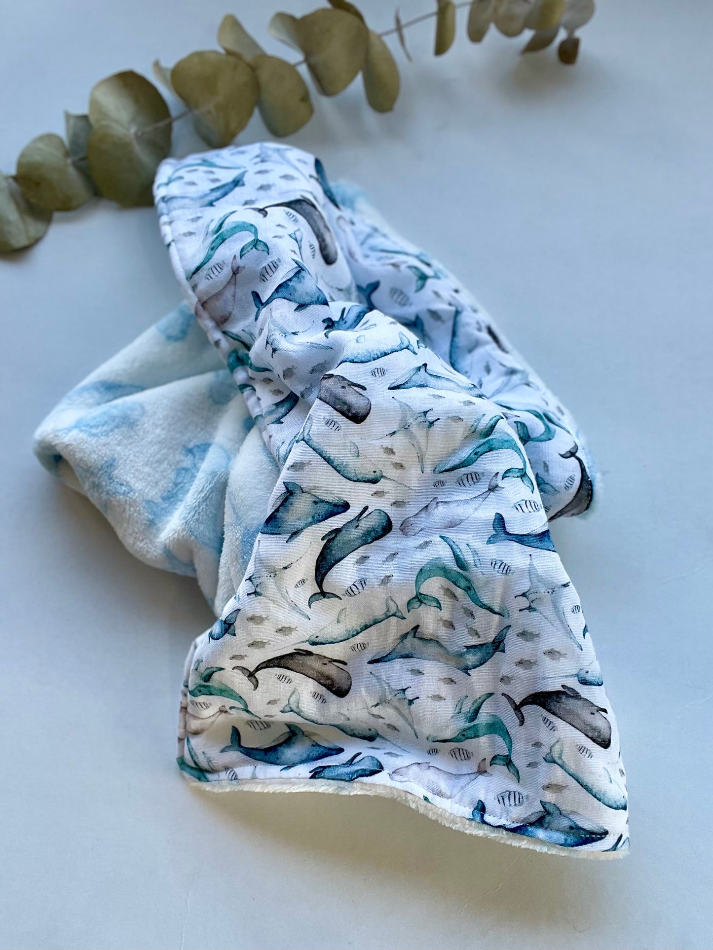 Baby Lap Blanket- Ocean Muslin & Mink