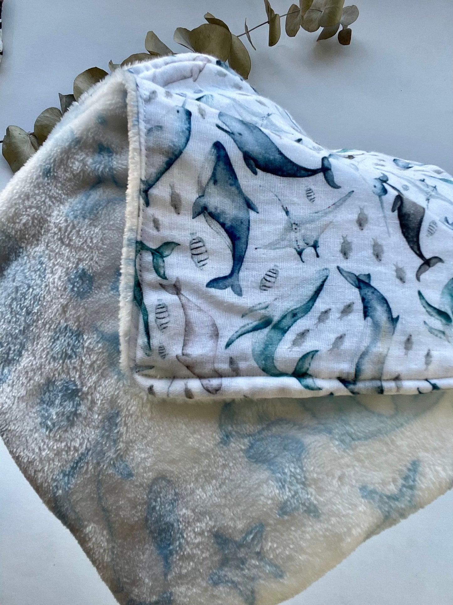 Baby Lap Blanket- Ocean Muslin & Mink